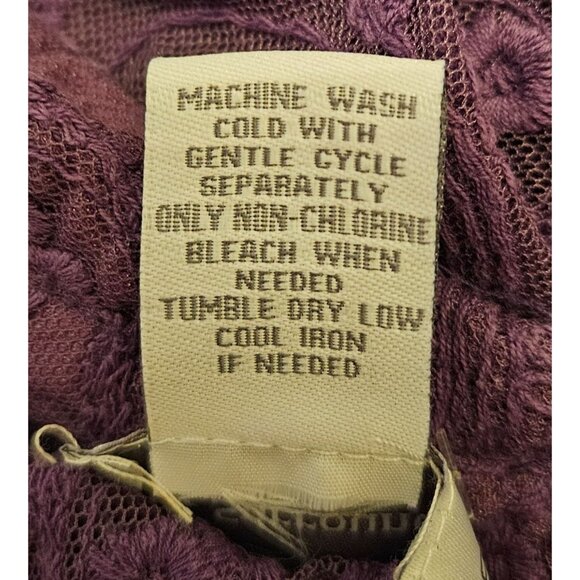 Soft Surrounding Woman SZ L Purple Paisley Lace Sheer Button Up Blouse Whimsical - Picture 7 of 7